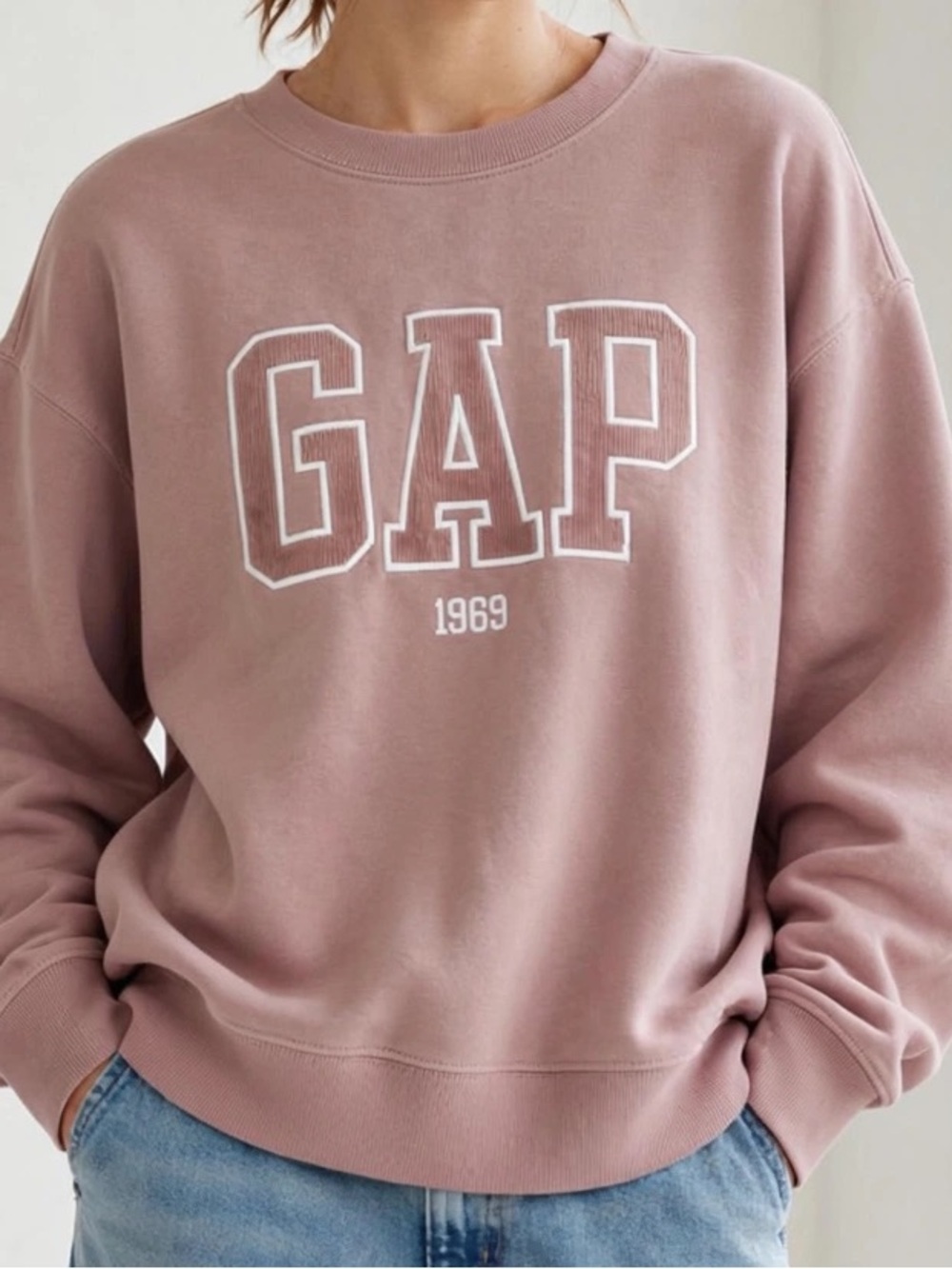 NWT GAP 1969 Logo Sweatshirt XXL Pink Mauve Crewneck Oversized Pullover